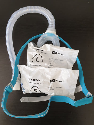 Fisher & Paykel Evora nasal CPAP mask Fit-Pack w all size pillows strap