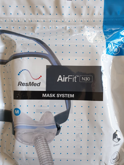 ResMed AirFit N30 Nasal CPAP mask w adjustable headgear in sizes S / SW / M / FitPack