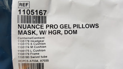 Philips Respironics Nuance Pro Gel frame CPAP mask Fit pack all pillow w Strap
