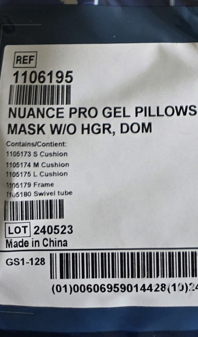 Philips Respironics Nuance Pro gel frame CPAP mask Fit pack all pillow No Strap