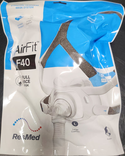 ResMed AirFit F40 FullFace CPAP mask w Std HG Med or Lrg Cush or Sml HG Med Cush