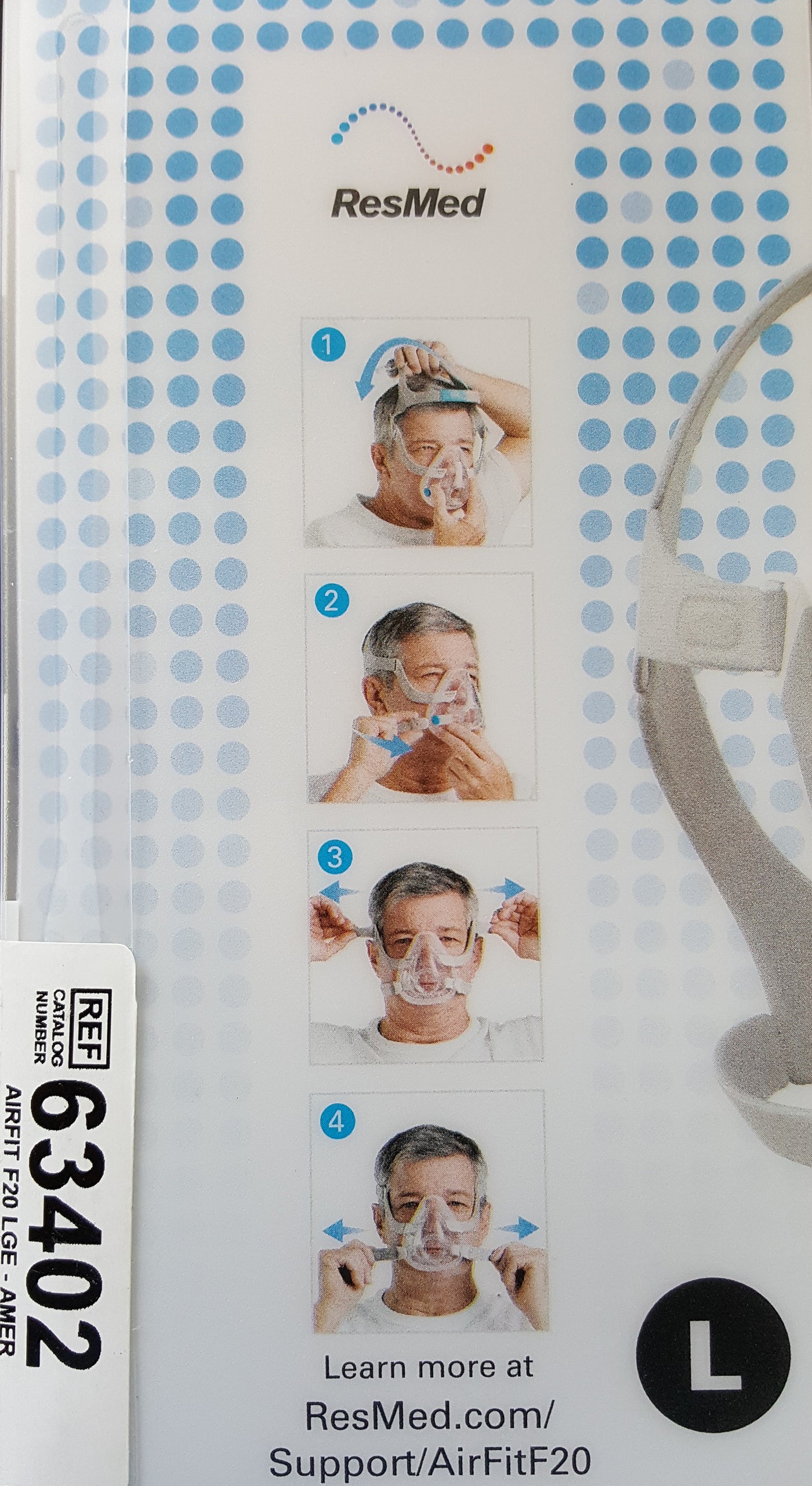ResMed AirFit F20 Full Face CPAP mask w headgear all size him / her