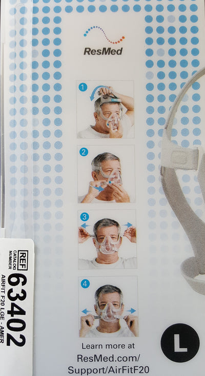 ResMed AirFit F20 Full Face CPAP mask w headgear all size him / her
